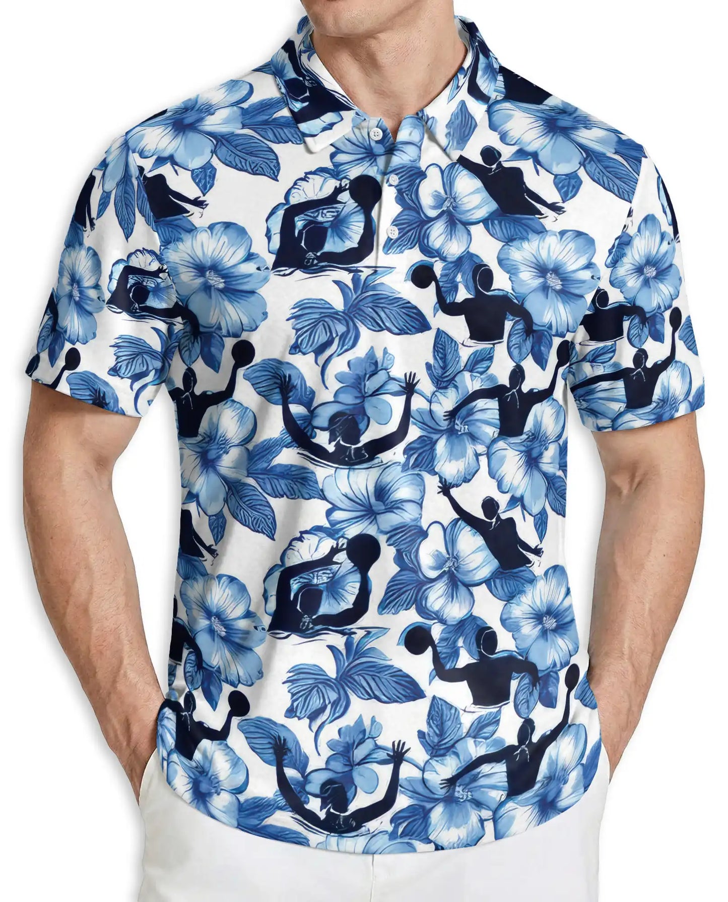 Pickleball Floral Hawaiian 3D Polo Shirt for Men | Azhawaiian