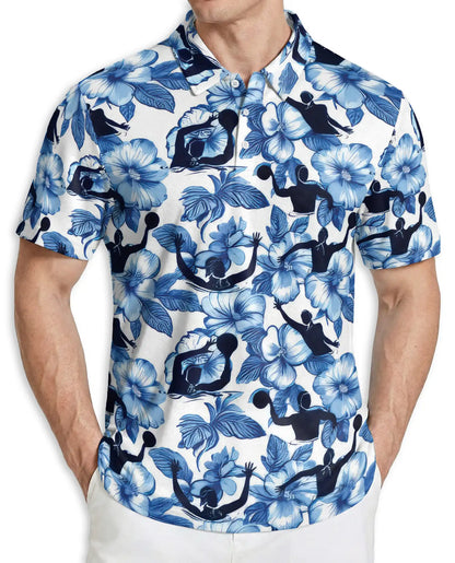 Pickleball Floral Hawaiian 3D Polo Shirt for Men | Azhawaiian