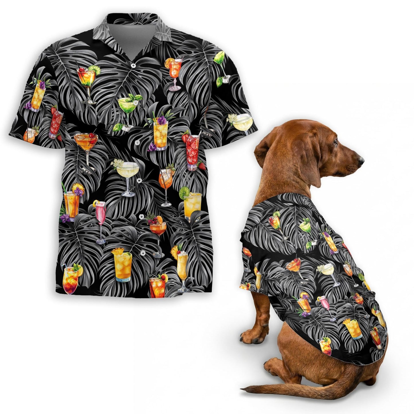 Proud Bartender Cocktails Matching Dog Owner Hawaiian Shirts, Funny Pet Aloha Shirt for Beach Vacation - Azhawaiian