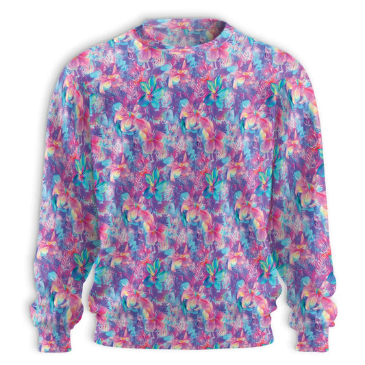 Neon Flower Sweatshirt – Colorful Graphic 3D All Over Print Design