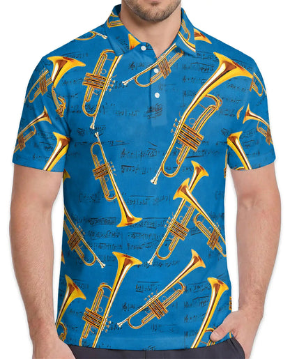 Trumpet Music Polo Shirt - Jazz Band Musician Style | Azhawaiian