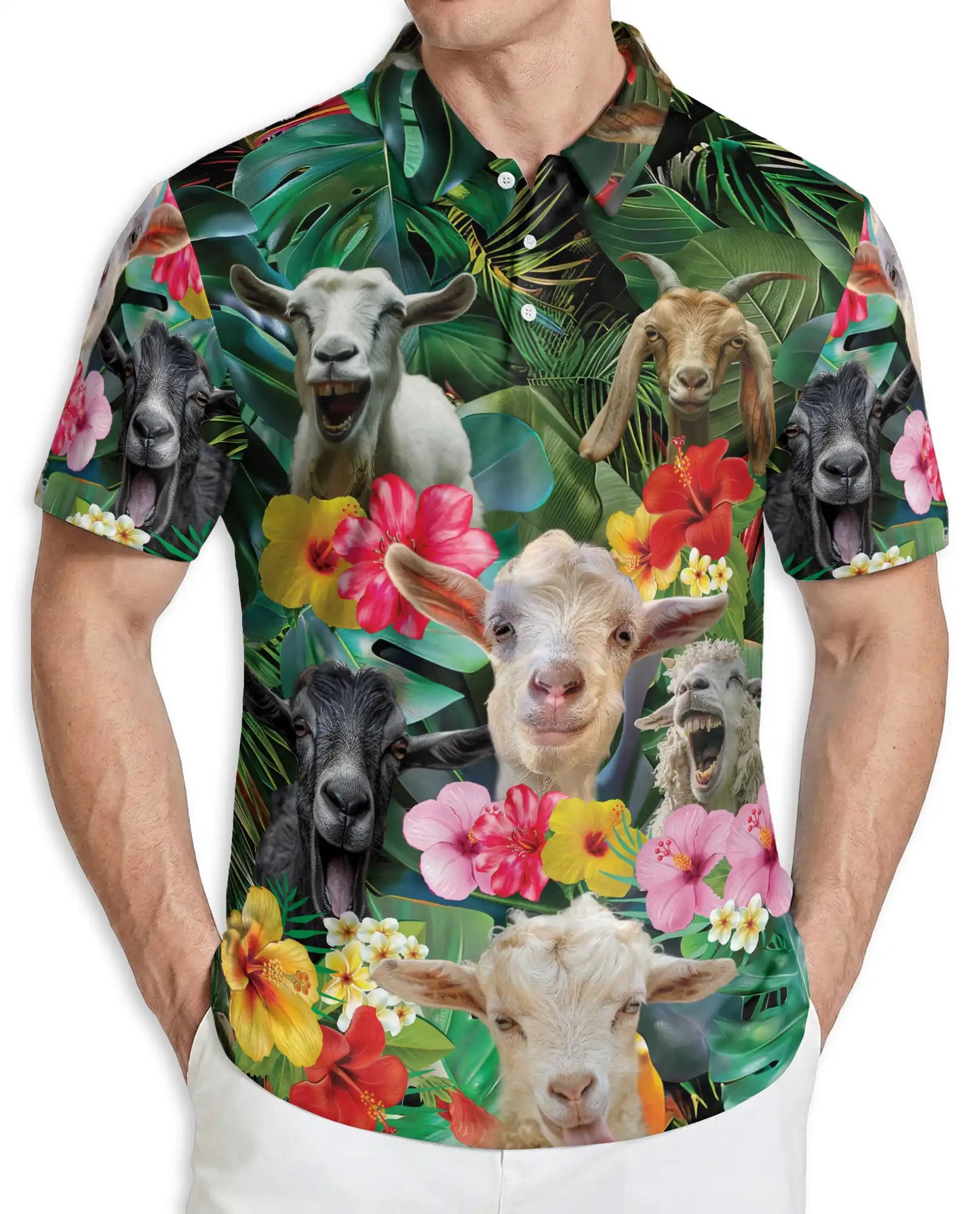 Funny Goat Hawaiian Polo Shirt | Azhawaiian