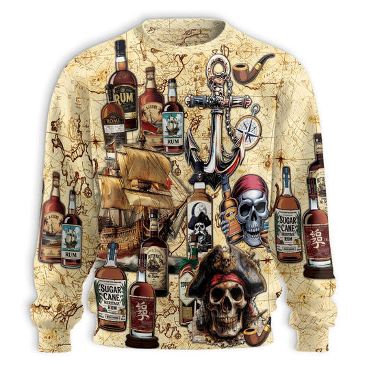 Vintage Pirate Rum Pattern Sweatshirt – Vintage 3D All Over Print Design