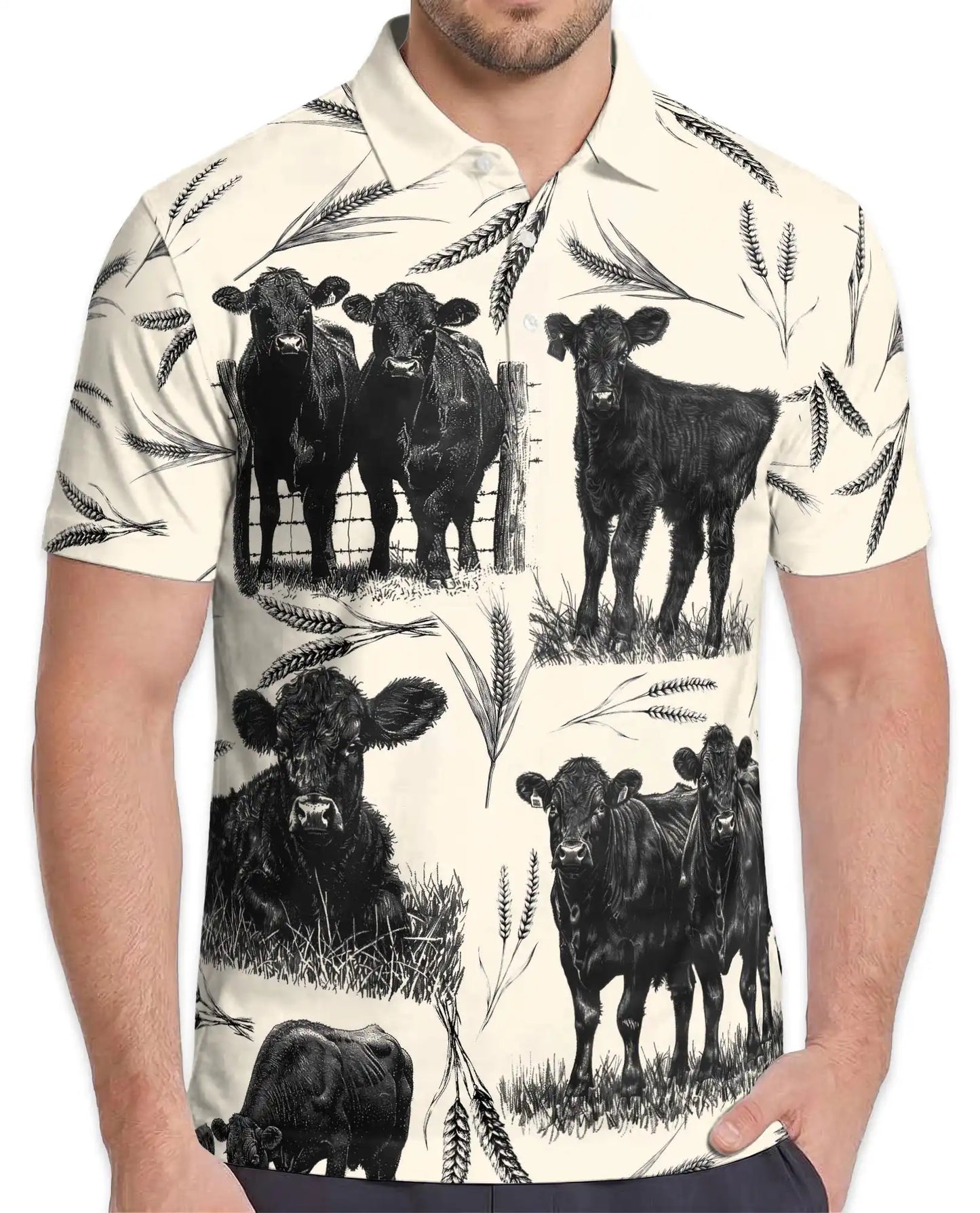 Black Angus Cattle Farm Polo Shirt-Rustic Ranch Country Design | Azhawaiian