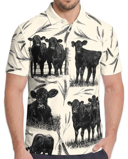 Black Angus Cattle Farm Polo Shirt-Rustic Ranch Country Design | Azhawaiian
