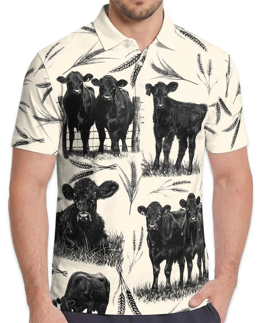 Black Angus Cattle Farm Polo Shirt-Rustic Ranch Country Design