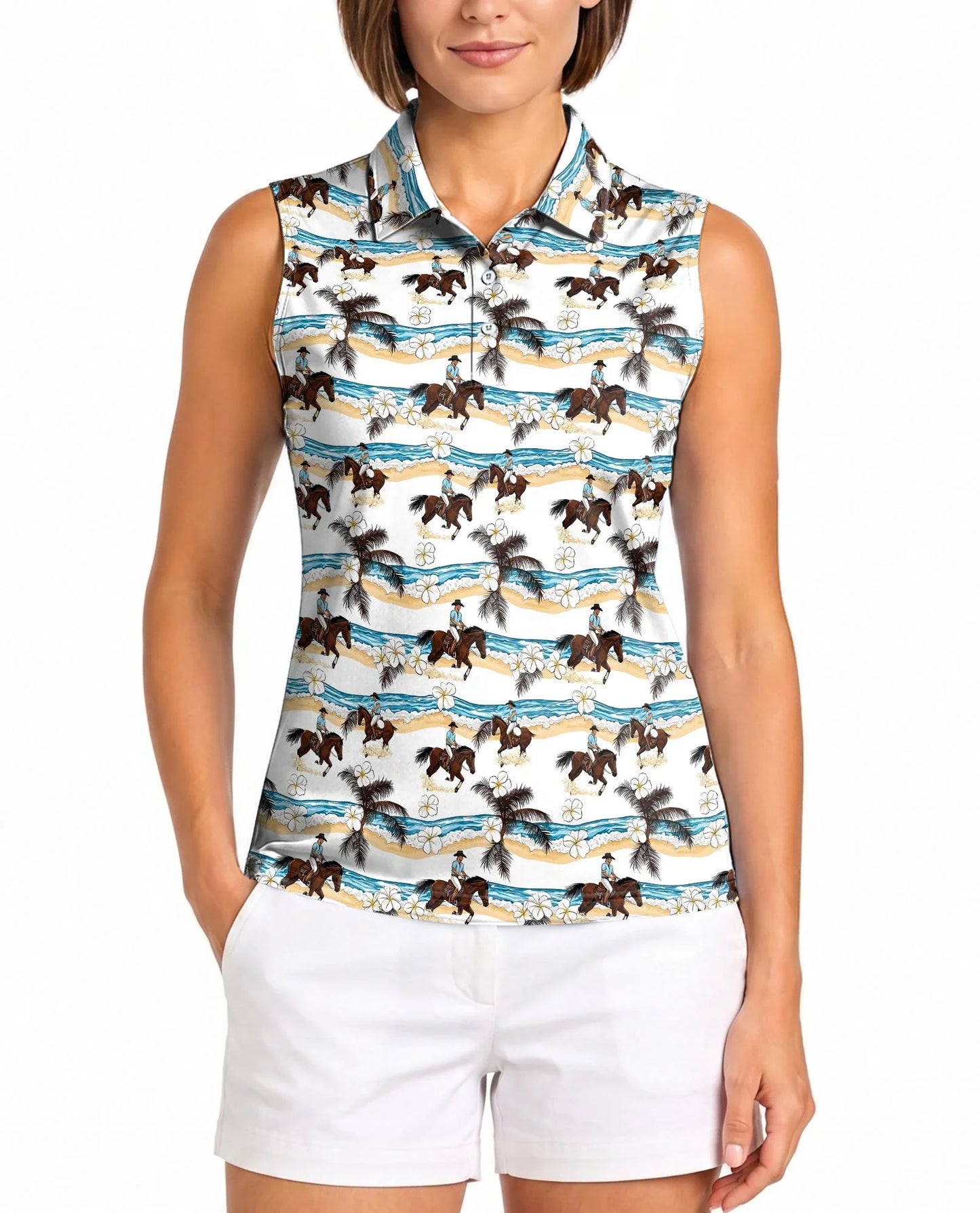 Western Rodeo Sleeveless Polo Shirt for Women | Azhawaiian