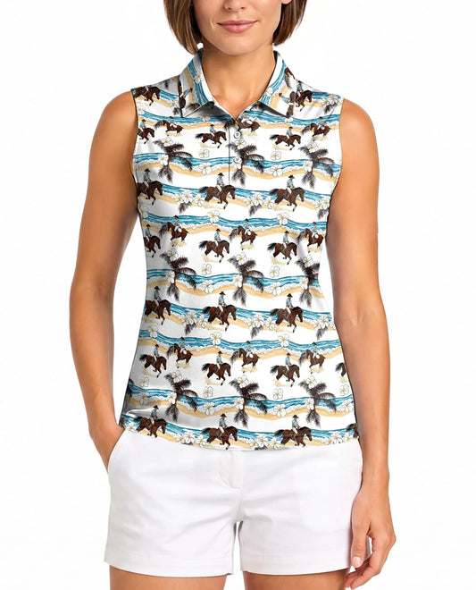 Western Rodeo Sleeveless Polo Shirt for Women | Azhawaiian
