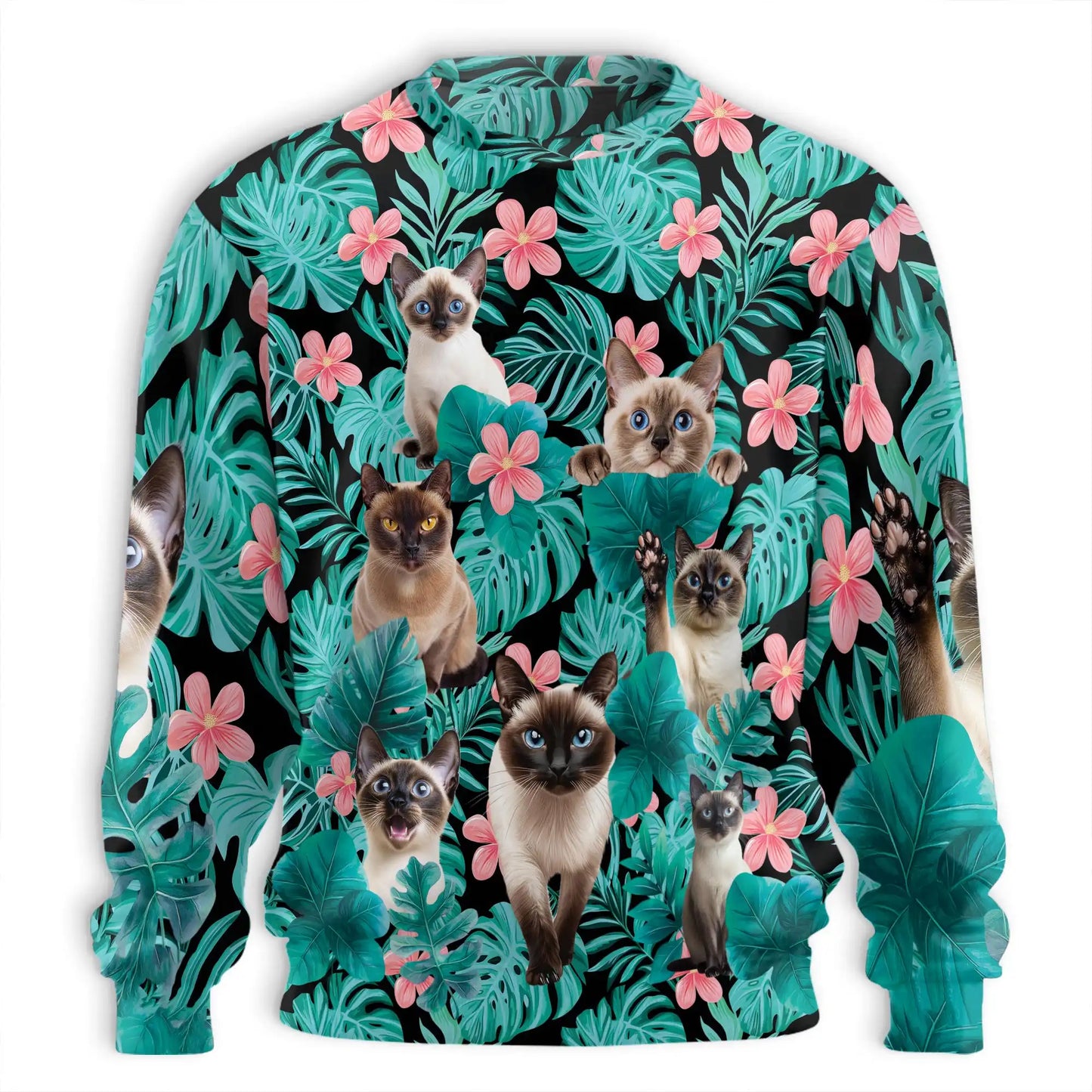 Tropical Siamese Cat Sweatshirt – Tropical 3D All Over Print Design