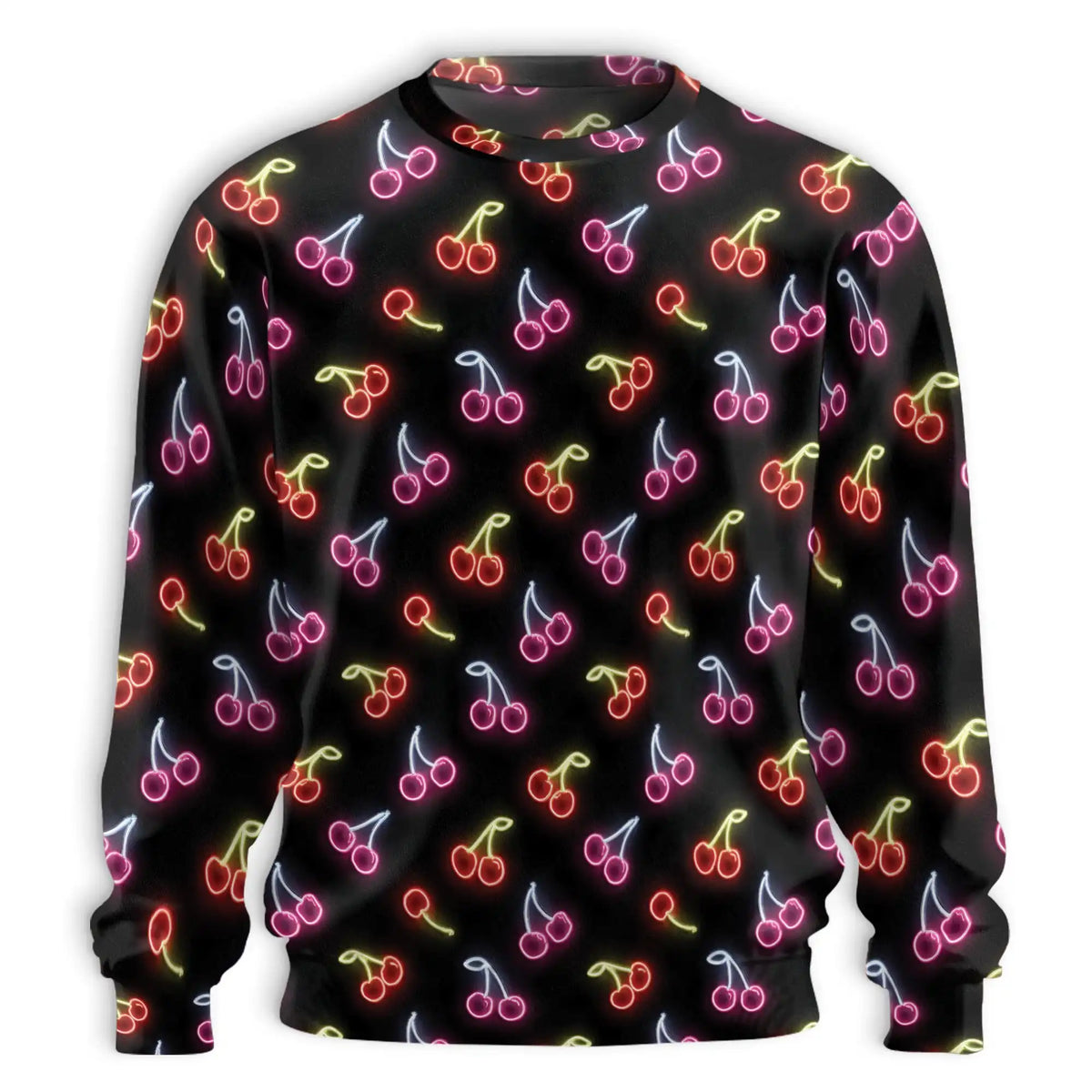 Neon Cherry Sweatshirt – Colorful Graphic 3D All Over Print Design