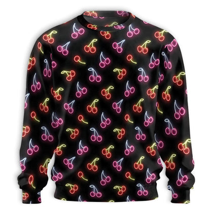 Neon Cherry Sweatshirt – Colorful Graphic 3D All Over Print Design