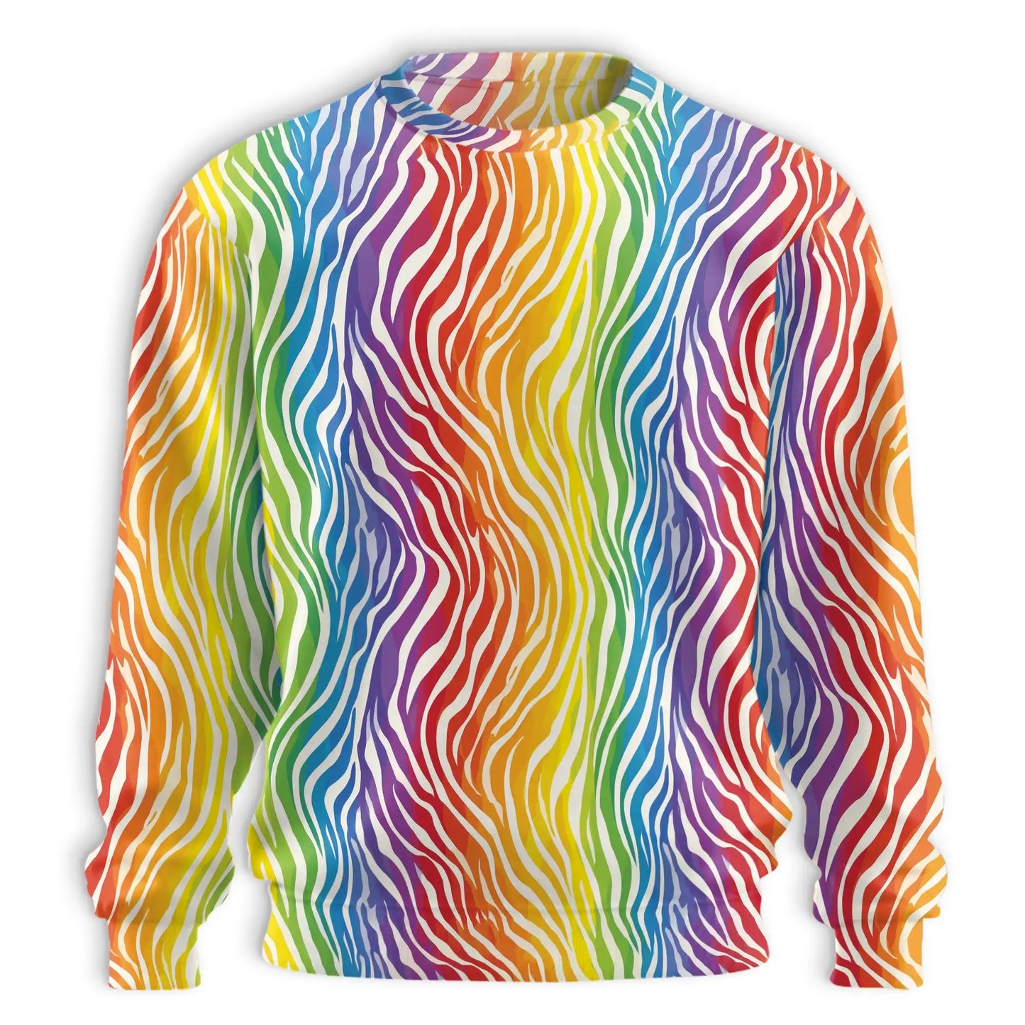 Rainbow Zebra Pattern Sweatshirt – Colorful Graphic 3D All Over Print Design