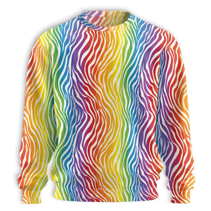 Rainbow Zebra Pattern Sweatshirt – Colorful Graphic 3D All Over Print Design