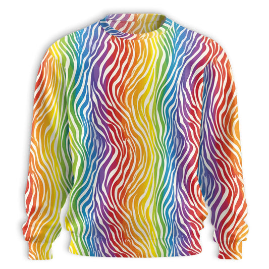 Rainbow Zebra Pattern Sweatshirt – Colorful Graphic 3D All Over Print Design