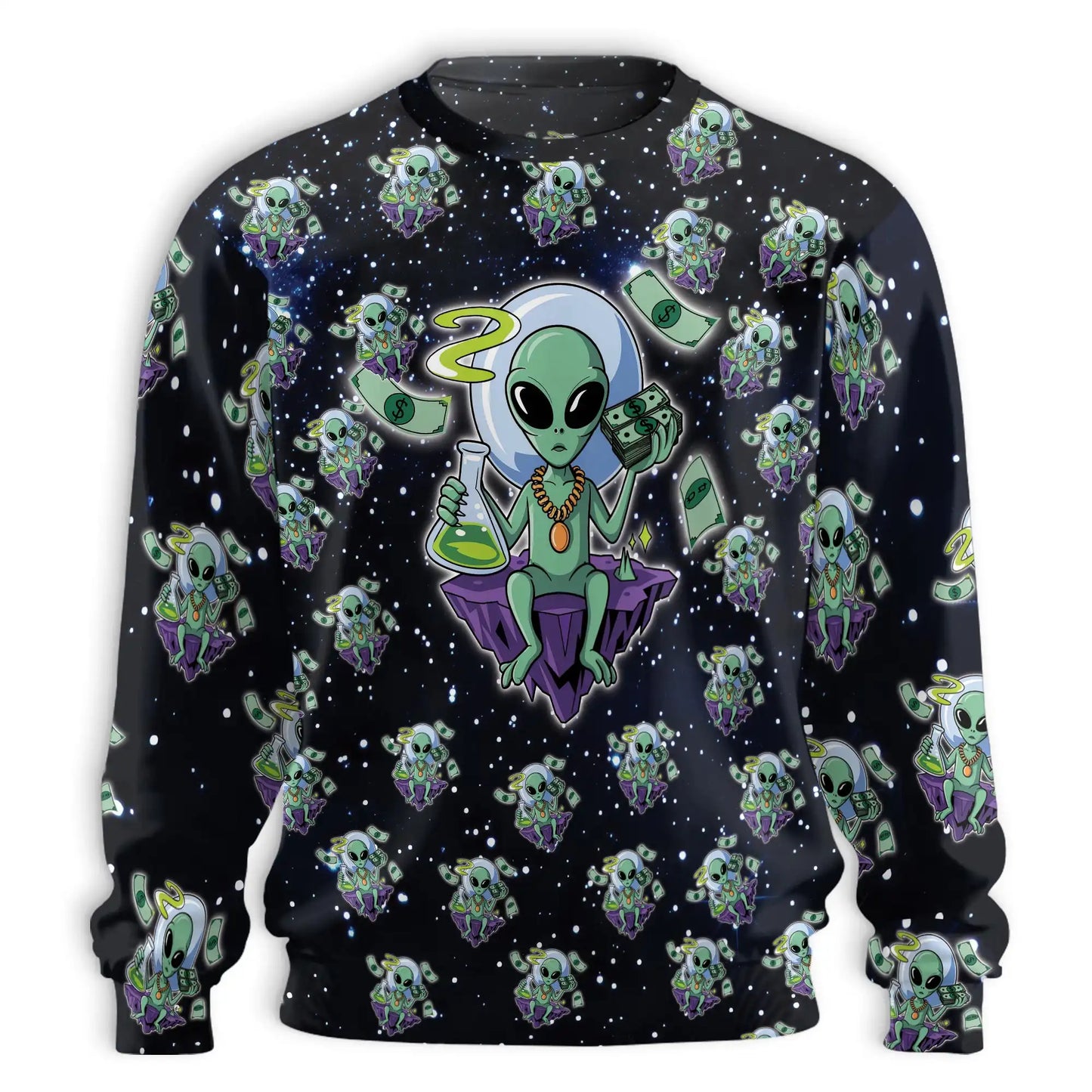 Funny Alien Tropical Sweatshirt – Tropical 3D All Over Print Design
