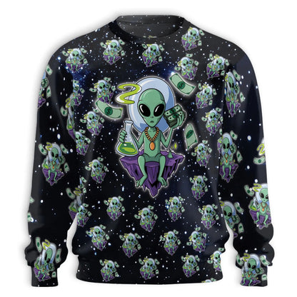 Funny Alien Tropical Sweatshirt – Tropical 3D All Over Print Design
