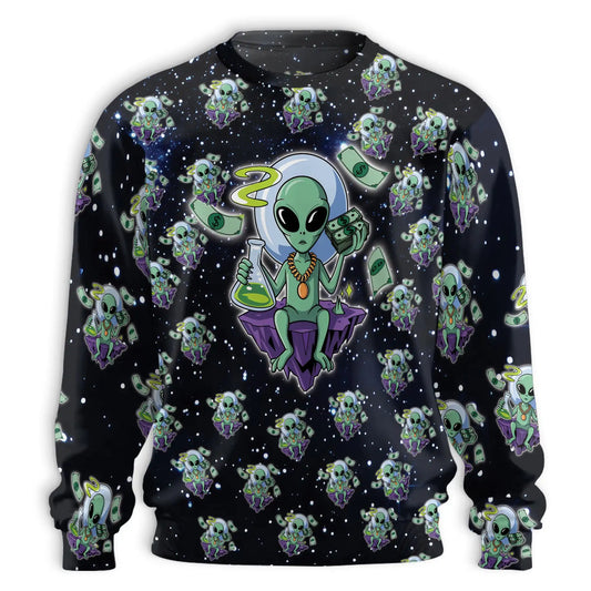 Funny Alien Tropical Sweatshirt – Tropical 3D All Over Print Design