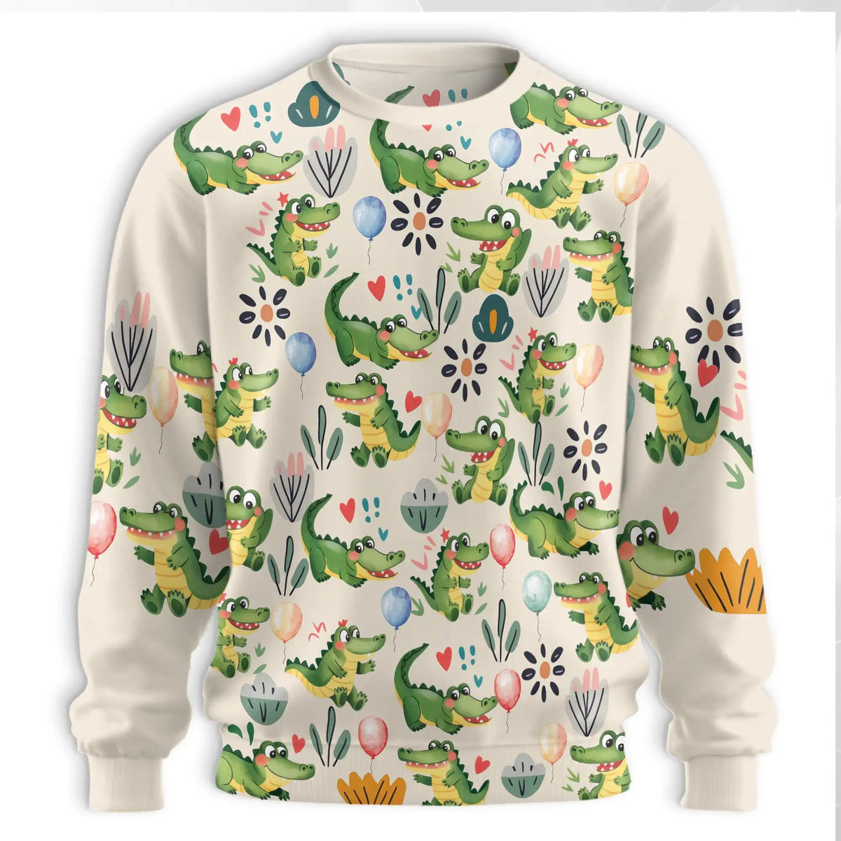 Alligator Pattern Sweatshirt – Colorful Graphic 3D All Over Print Design