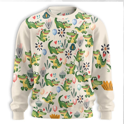 Alligator Pattern Sweatshirt – Colorful Graphic 3D All Over Print Design