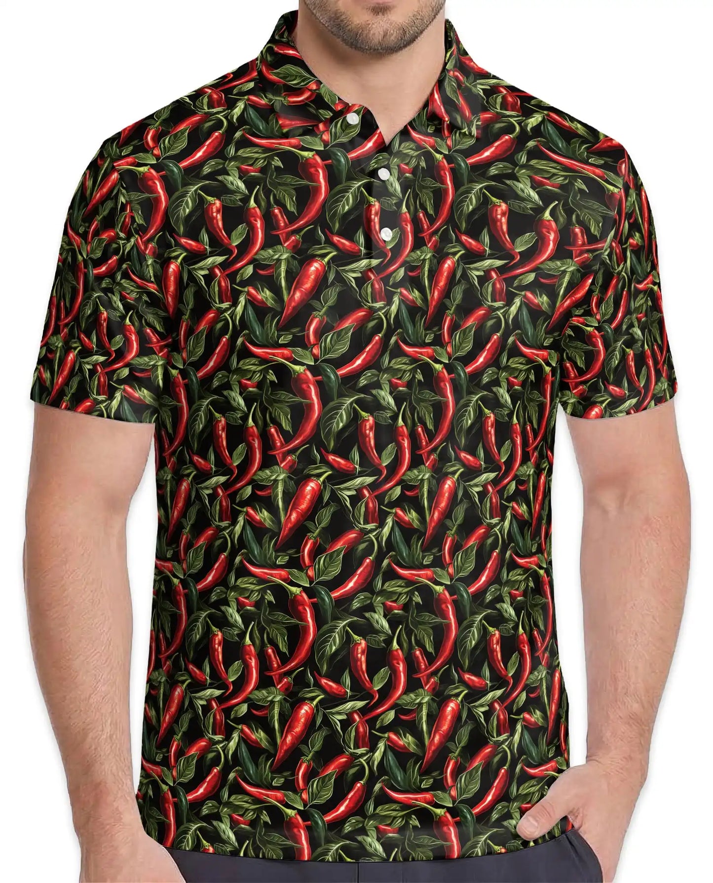 Red Chili Pepper Polo Shirt - Spicy Food Lover Style | Azhawaiian
