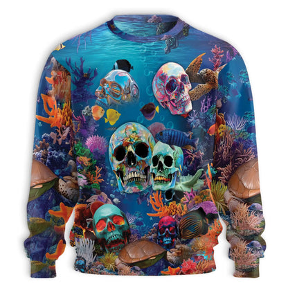 Ocean Skull Sweatshirt – Colorful Graphic 3D All Over Print Design