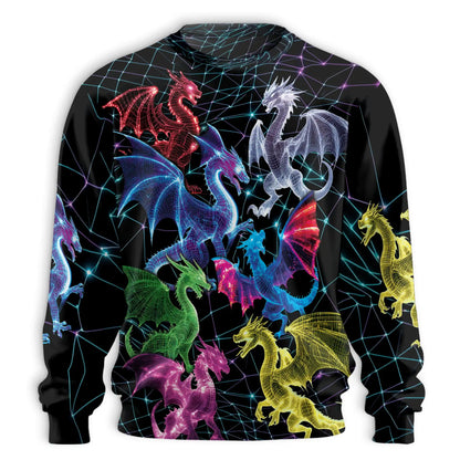 Neon Dragon Pattern Sweatshirt – Colorful Graphic 3D All Over Print Design