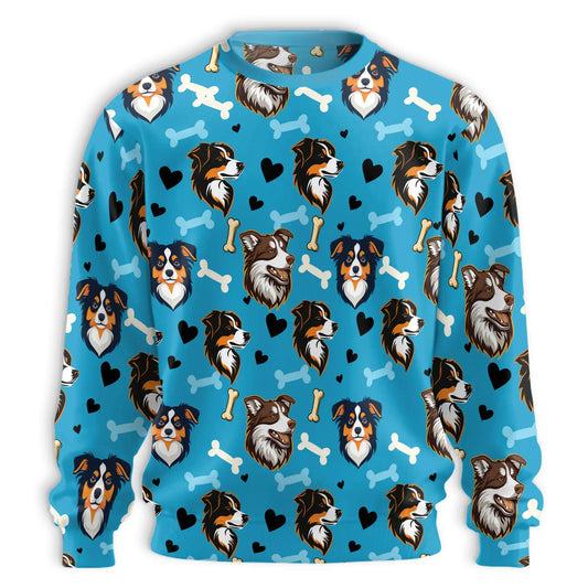 Australian Shepherd Sweatshirt – Colorful Graphic 3D All Over Print Design