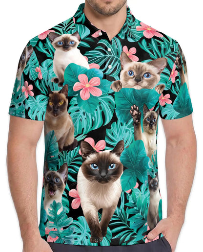 Siamese Cat Tropical Polo Shirt | Azhawaiian