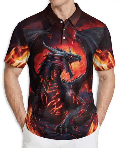 Fire Dragon Fantasy Polo Shirt | Azhawaiian