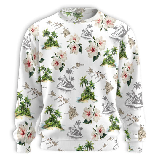 White Islands Sweatshirt – Tropical 3D All Over Print Design
