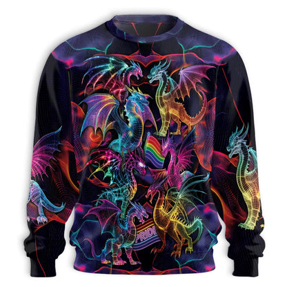 Colorful Pride Dragon Sweatshirt – Colorful Graphic 3D All Over Print Design