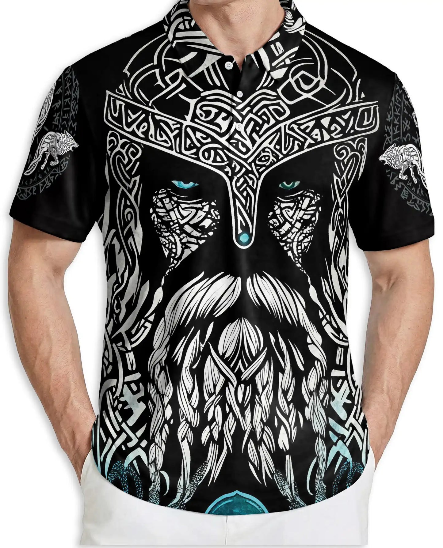 Nordic Viking Warrior 3D Polo Shirt for Men, Celtic Norse Mythology Style | Azhawaiian