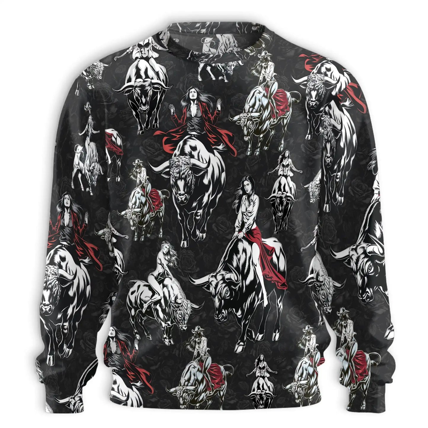 Girl Bull Rider Sweatshirt – Colorful Graphic 3D All Over Print Design