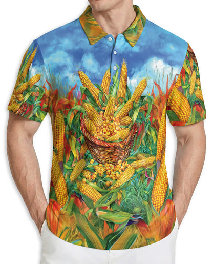 Corn Field Harvest Polo Shirt | Azhawaiian