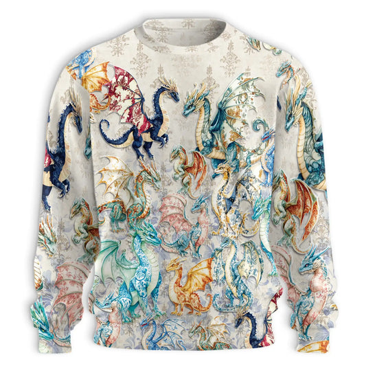 Dragon Pattern Sweatshirt – Colorful Graphic 3D All Over Print Design