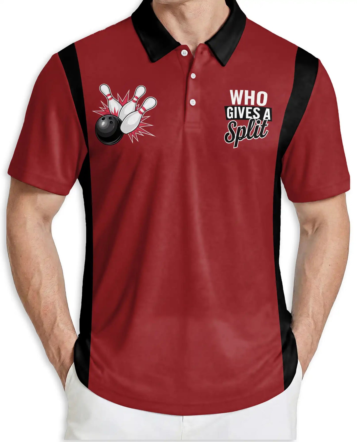 Funny Bowling 3D Polo Shirt for Men, Who Gives A Split Style | Azhawaiian