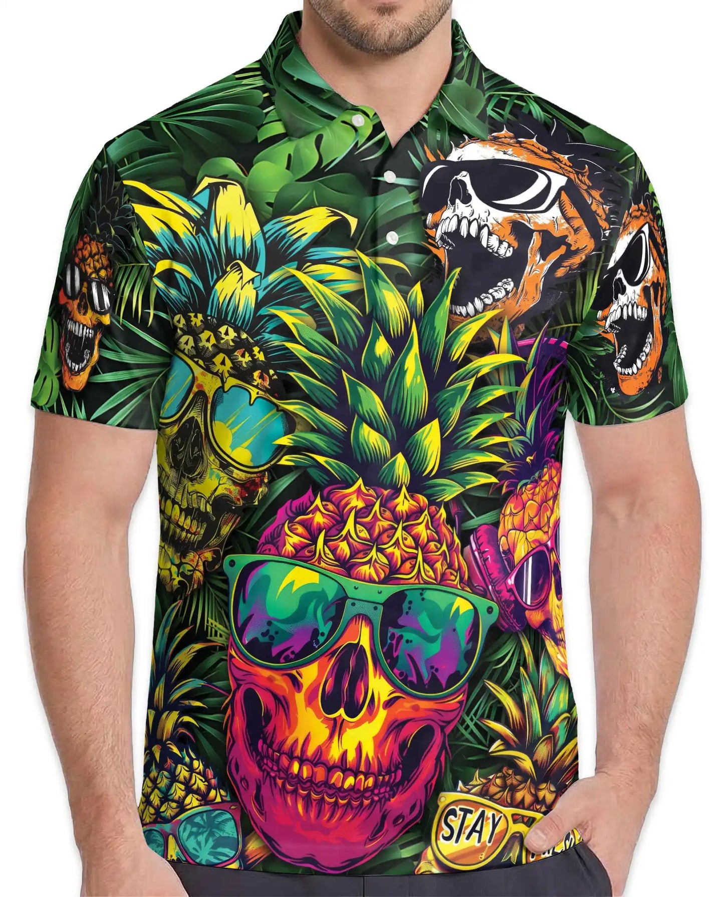 Psychedelic Alien Road Trip Polo Shirt, Fun Cosmic Print for Men | Azhawaiian