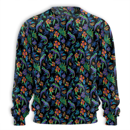 Colorful Gecko Pattern Sweatshirt – Tropical 3D All Over Print Design