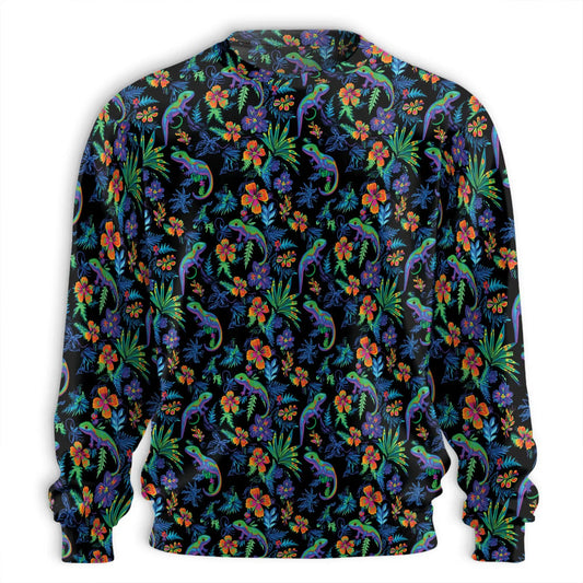 Colorful Gecko Pattern Sweatshirt – Tropical 3D All Over Print Design