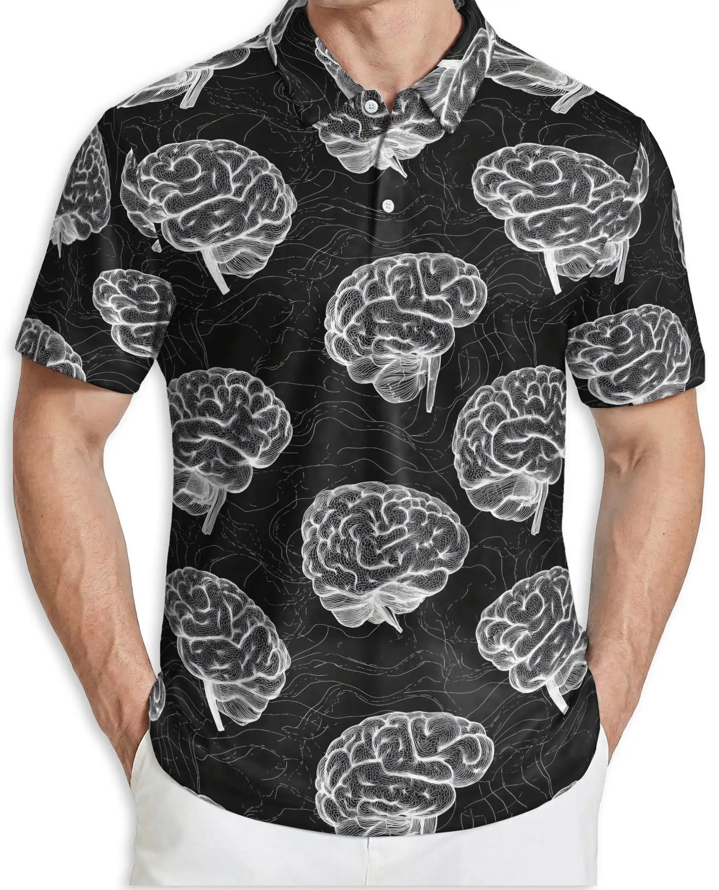 Brain Anatomy Polo Shirt, Neuroscience Print | Azhawaiian