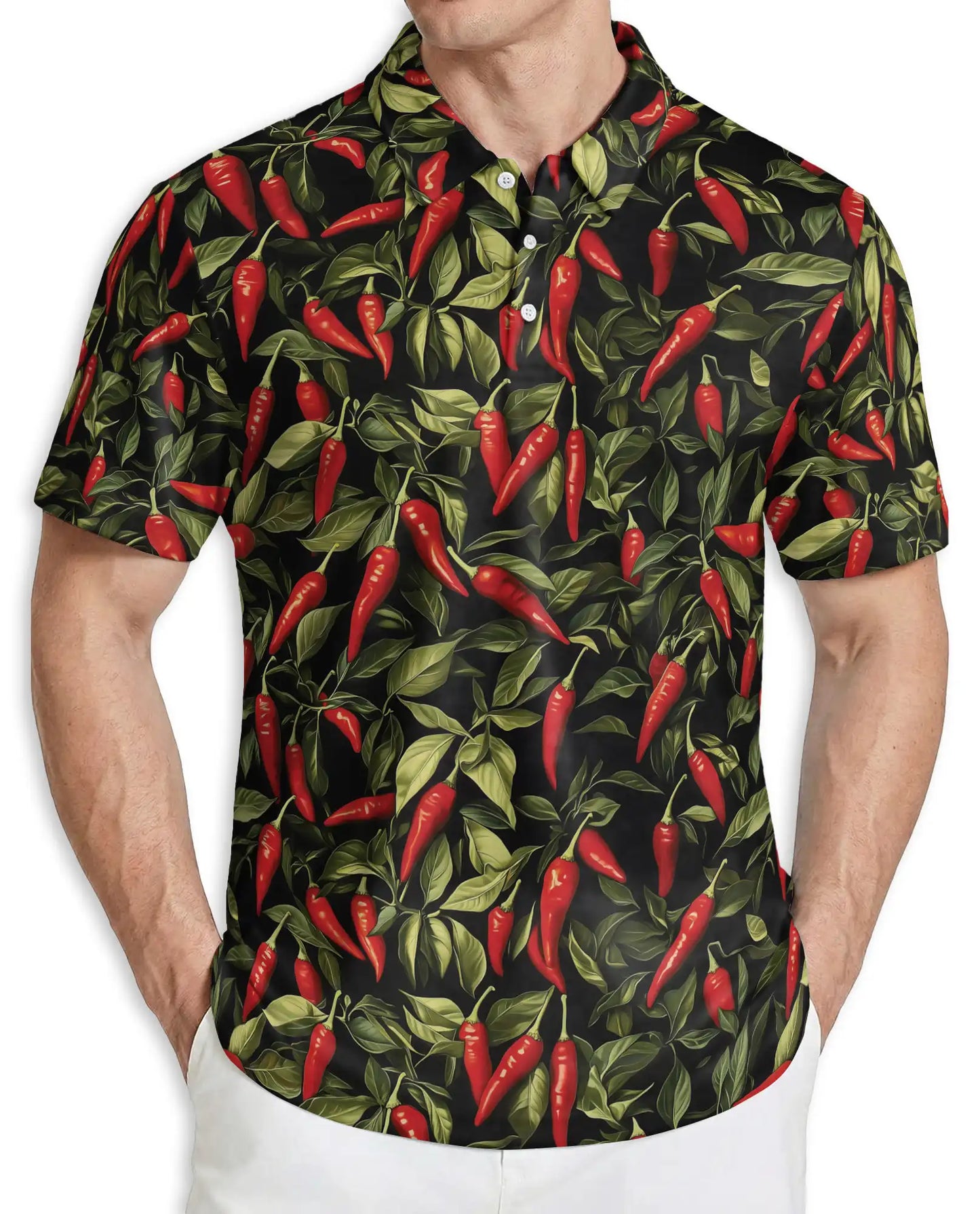 Chili Pepper Polo Shirt, Spicy Tropical Style | Azhawaiian