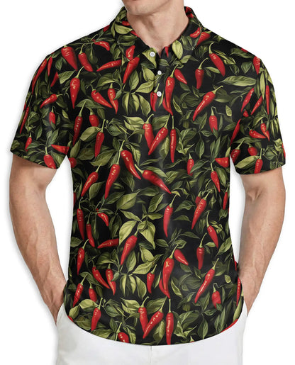 Chili Pepper Polo Shirt, Spicy Tropical Style | Azhawaiian