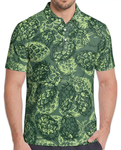 Beer Hops Polo Shirt - Craft Beer Brewing Hop Pattern Design | Azhawaiian