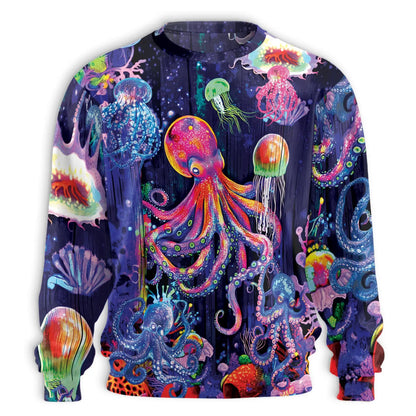 Colorful Seafood Octopus Sweatshirt – Colorful Graphic 3D All Over Print Design