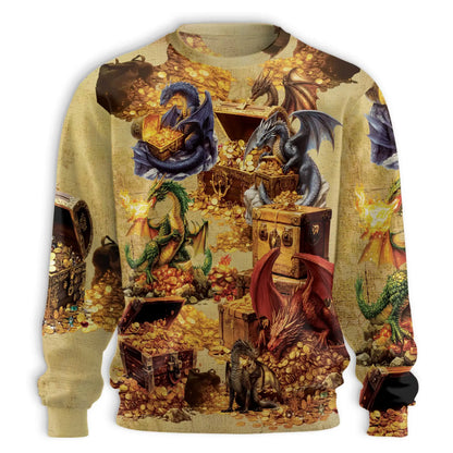 Dragon Hoard Treasure Sweatshirt – Colorful Graphic 3D All Over Print Design