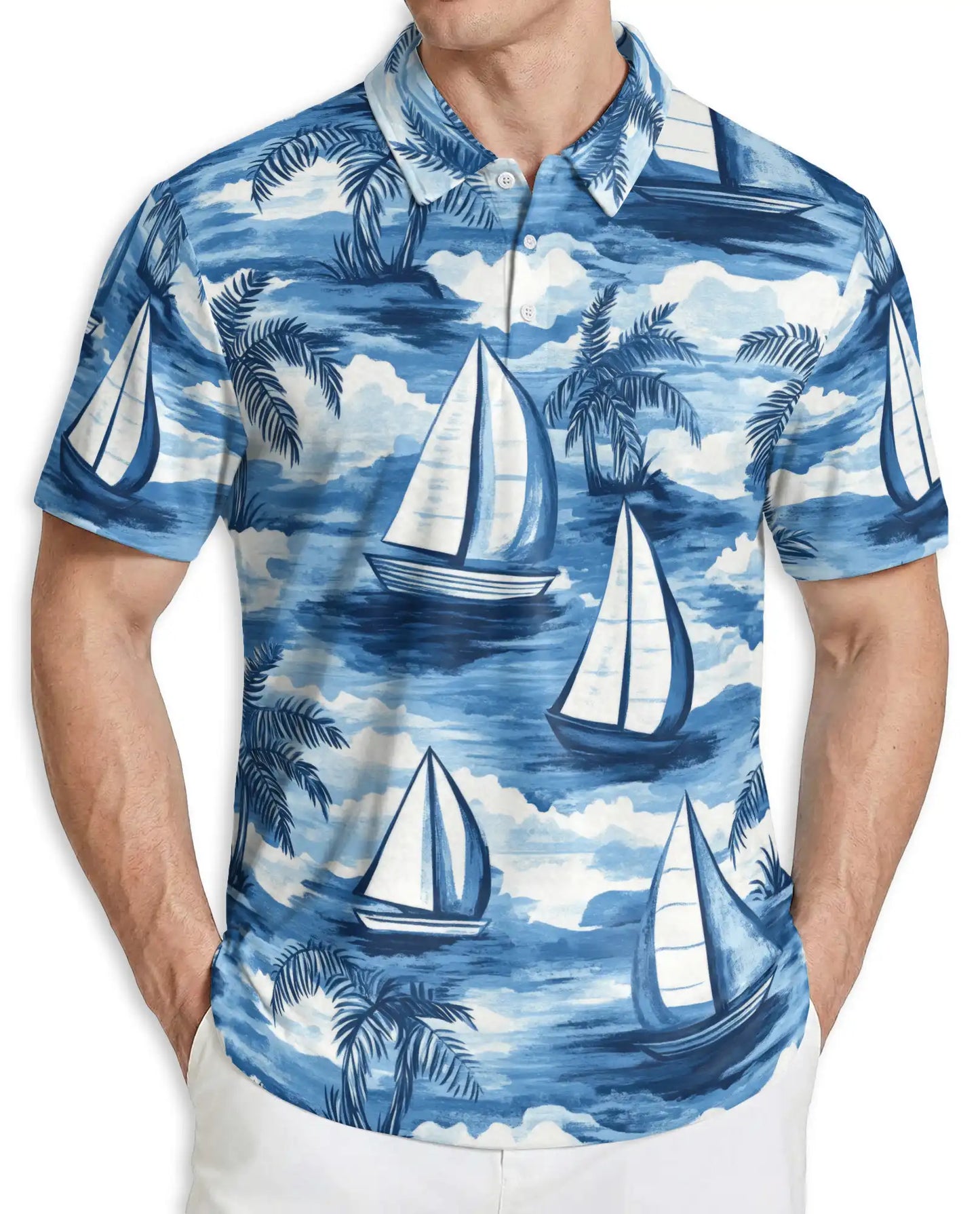 Sailboat Tropical Polo Shirt | Azhawaiian