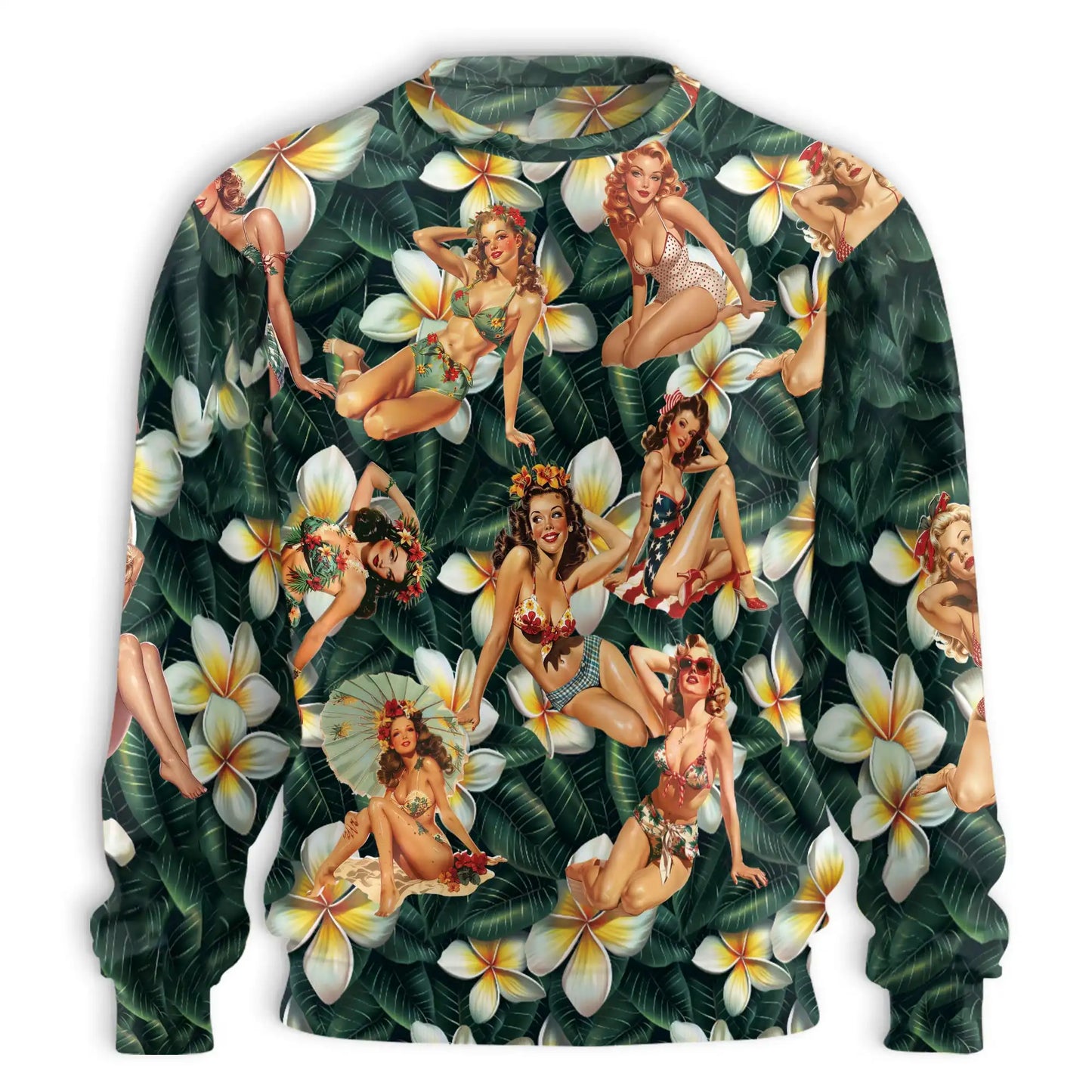 Retro Pin Up Girl Sweatshirt – Tropical Vintage 3D All Over Print Design