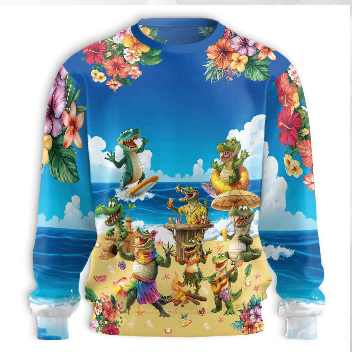 Crocodile Alligator Beach Sweatshirt – Tropical 3D All Over Print Design