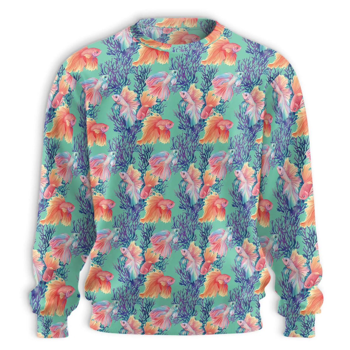 Golden Fish Pattern Sweatshirt – Tropical 3D All Over Print Design