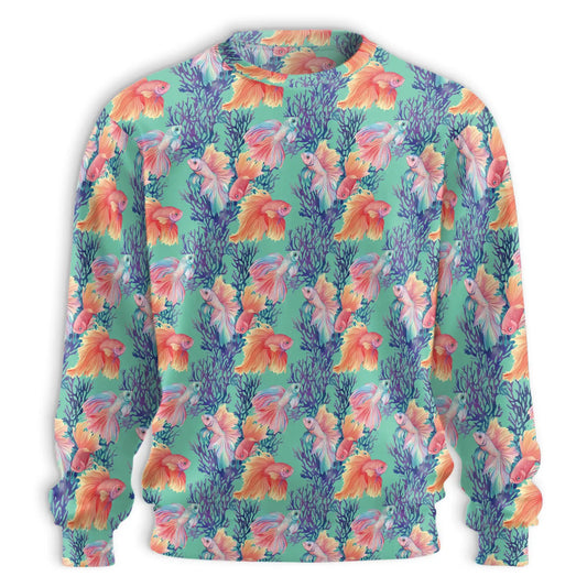 Golden Fish Pattern Sweatshirt – Tropical 3D All Over Print Design
